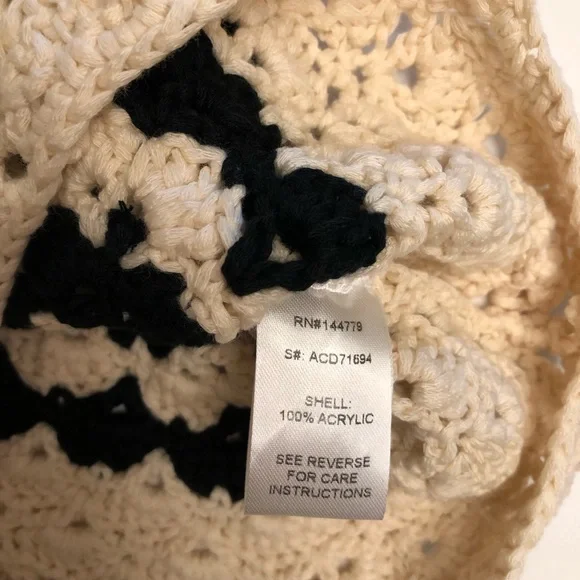 VICI Crochet Zigzag Pattern mini Dress medium black cream vacation swim beach - Picture 5 of 10